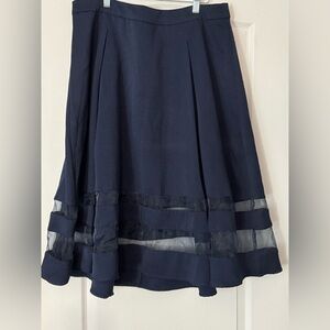 Torrid Navy A-Line Skirt with Sheer Accents